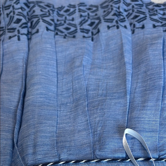 Odille Blue Linen-Cotton Embroidered Skirt w/ Pockets – Size Approx S - Picture 6 of 7